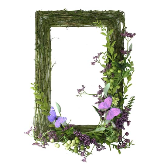 21" Mixed Berry & Butterfly Rectangular Wreath